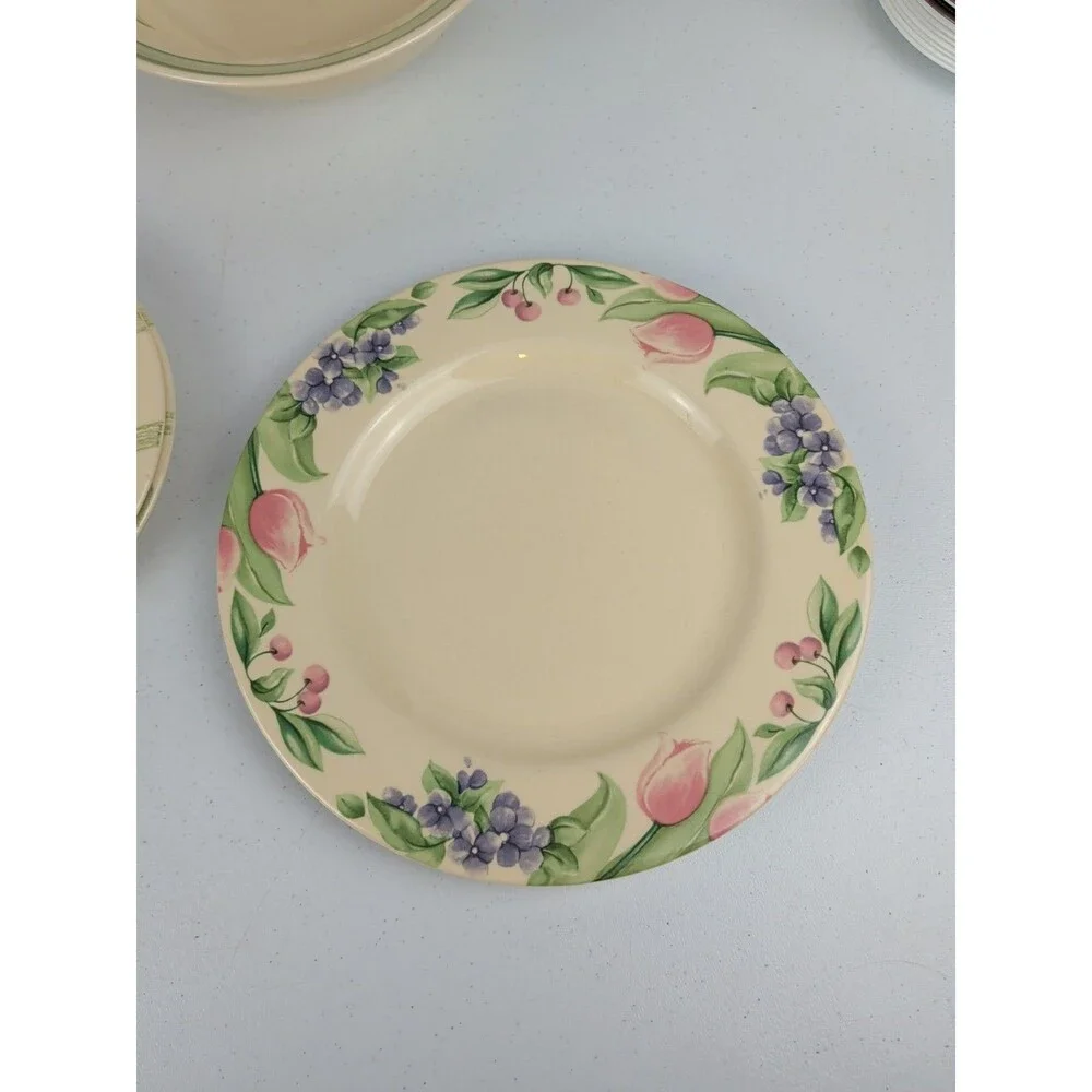 Pfaltzgraff Garden Party Mixed Set Serving Bowl Dinner Plate Saucers Stoneware